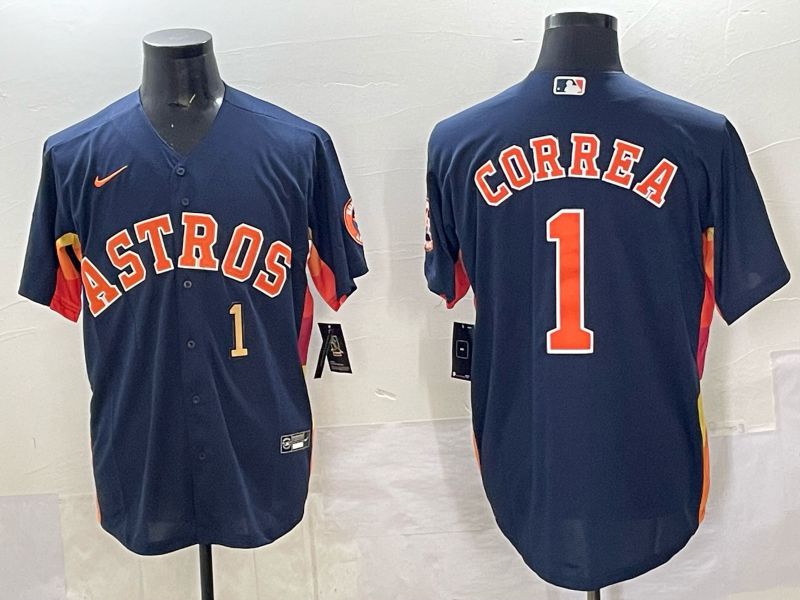 Men 2025 Houston Astros #1 Correa Blue Nike MLB Jersey 8206->houston astros->MLB Jersey